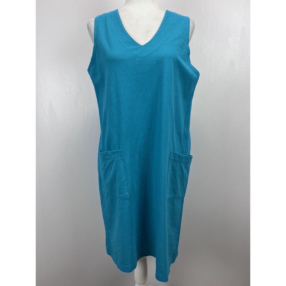 M Mac The Vermont Country Store Dress Sz Medium Shift Sleeveless Patch Pockets
